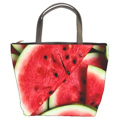 Watermelon, Fruit, Green, Red Bucket Bag