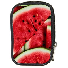 Watermelon, Fruit, Green, Red Compact Camera Leather Case