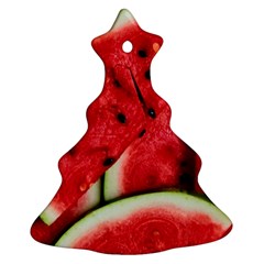 Watermelon, Fruit, Green, Red Christmas Tree Ornament (two Sides)