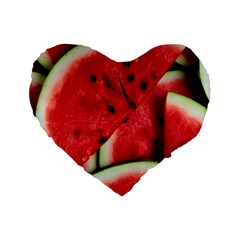 Watermelon, Fruit, Green, Red Standard 16  Premium Heart Shape Cushions