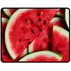 Watermelon, Fruit, Green, Red Two Sides Fleece Blanket (medium)