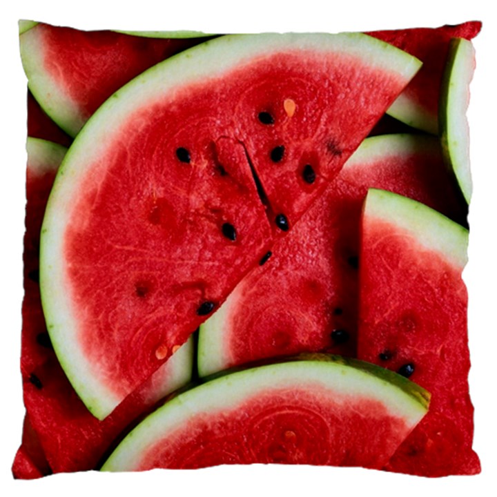 Watermelon, Fruit, Green, Red Large Premium Plush Fleece Cushion Case (One Side)