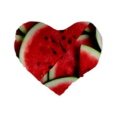 Watermelon, Fruit, Green, Red Standard 16  Premium Flano Heart Shape Cushions