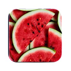 Watermelon, Fruit, Green, Red Square Metal Box (black)