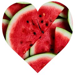 Watermelon, Fruit, Green, Red Wooden Puzzle Heart