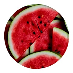 Watermelon, Fruit, Green, Red Round Glass Fridge Magnet (4 Pack)