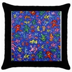 Grateful Dead Dancing Bears Pattern Throw Pillow Case (black) by Salmanaz77