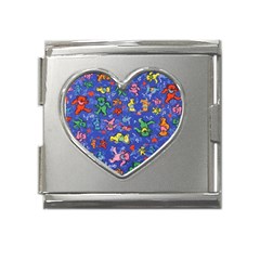 Grateful Dead Dancing Bears Pattern Mega Link Heart Italian Charm (18mm) by Salmanaz77