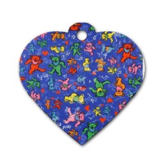 Grateful Dead Dancing Bears Pattern Dog Tag Heart (one Side) by Salmanaz77