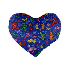 Grateful Dead Dancing Bears Pattern Standard 16  Premium Heart Shape Cushions