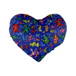 Grateful Dead Dancing Bears Pattern Standard 16  Premium Heart Shape Cushions Front