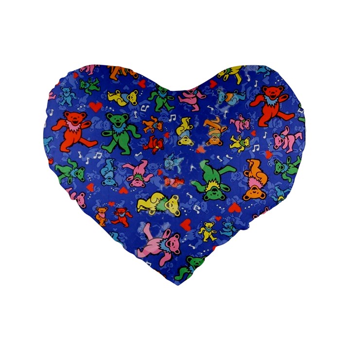 Grateful Dead Dancing Bears Pattern Standard 16  Premium Heart Shape Cushions