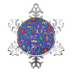 Grateful Dead Dancing Bears Pattern Metal Small Snowflake Ornament