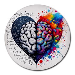 Brain Heart Math Round Mousepad by Salmanaz77