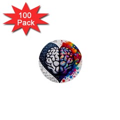 Brain Heart Math 1  Mini Buttons (100 Pack) 