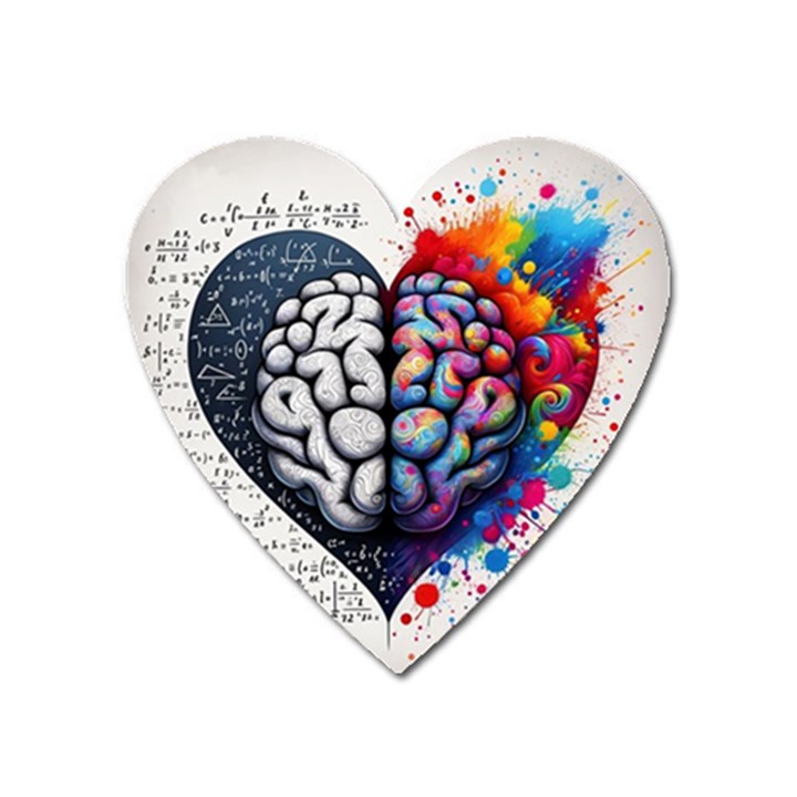 Brain Heart Math Heart Magnet