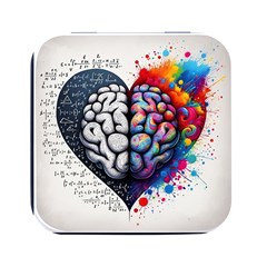 Brain Heart Math Square Metal Box (black)