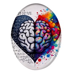 Brain Heart Math Oval Glass Fridge Magnet (4 Pack)