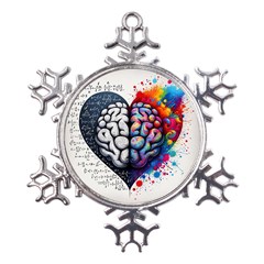 Brain Heart Math Metal Large Snowflake Ornament