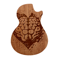 Brain Heart Math Guitar Shape Wood Guitar Pick Holder Case And Picks Set