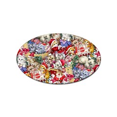 Pattern Kitten Christmas Sticker Oval (10 Pack)