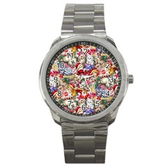 Pattern Kitten Christmas Sport Metal Watch