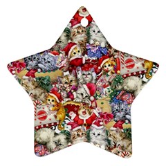 Pattern Kitten Christmas Star Ornament (two Sides) by Bedest