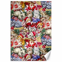 Pattern Kitten Christmas Canvas 12  X 18  by Bedest