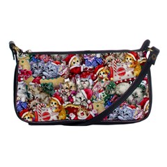 Pattern Kitten Christmas Shoulder Clutch Bag