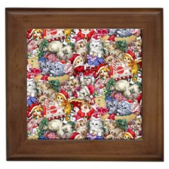 Pattern Kitten Christmas Framed Tile