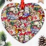 Pattern Kitten Christmas Ornament (Heart) Front