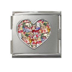 Pattern Kitten Christmas Mega Link Heart Italian Charm (18mm)