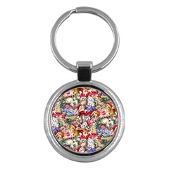 Pattern Kitten Christmas Key Chain (round)