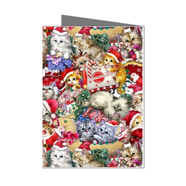 Pattern Kitten Christmas Mini Greeting Cards (Pkg of 8)