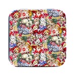 Pattern Kitten Christmas Square Metal Box (Black) Front