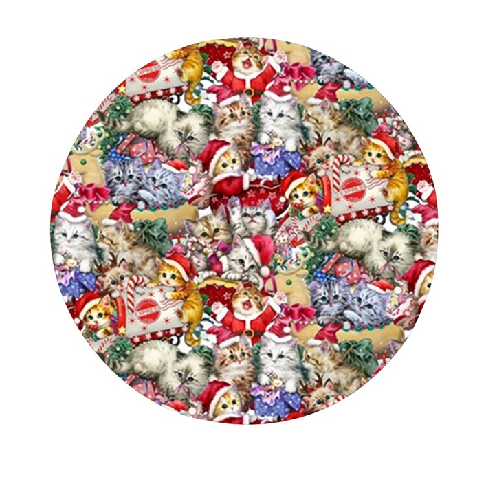 Pattern Kitten Christmas Mini Round Pill Box