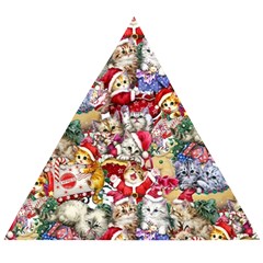 Pattern Kitten Christmas Wooden Puzzle Triangle