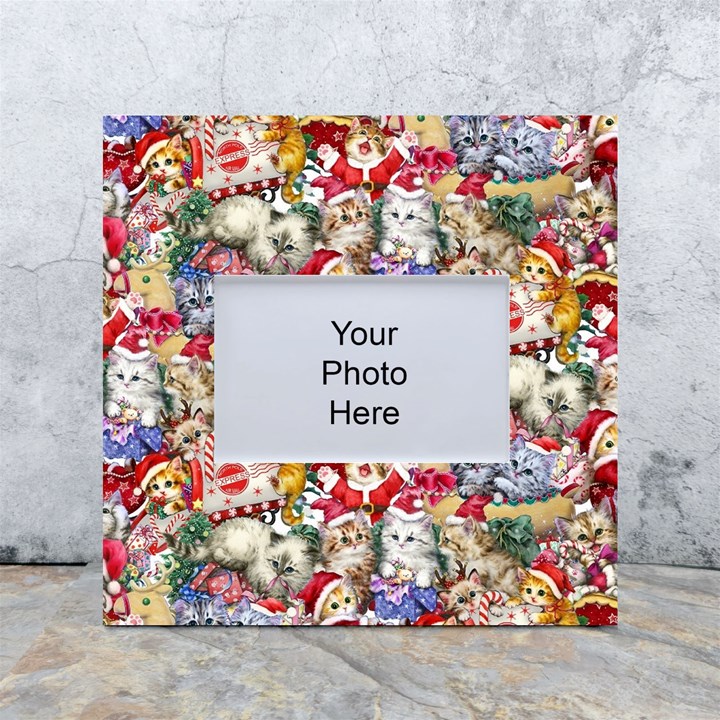 Pattern Kitten Christmas White Box Photo Frame 4  x 6 