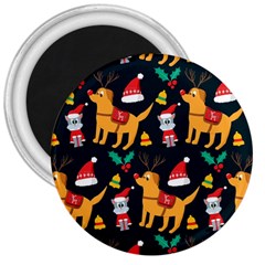 Funny Christmas Pattern Background 3  Magnets