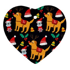 Funny Christmas Pattern Background Ornament (heart)