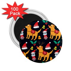 Funny Christmas Pattern Background 2 25  Magnets (100 Pack) 