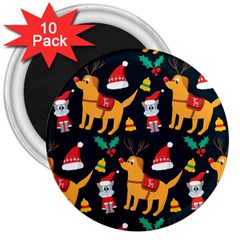 Funny Christmas Pattern Background 3  Magnets (10 Pack) 