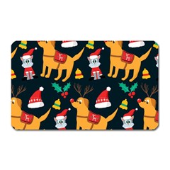 Funny Christmas Pattern Background Magnet (rectangular)