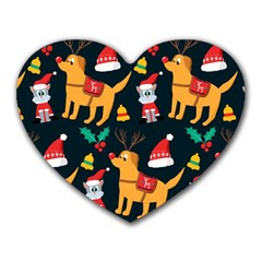 Funny Christmas Pattern Background Heart Mousepad