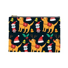 Funny Christmas Pattern Background Cosmetic Bag (large) by Ket1n9