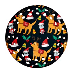 Funny Christmas Pattern Background Ornament (round Filigree)