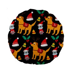 Funny Christmas Pattern Background Standard 15  Premium Round Cushions