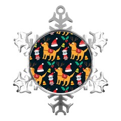 Funny Christmas Pattern Background Metal Small Snowflake Ornament