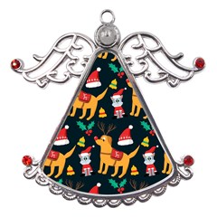 Funny Christmas Pattern Background Metal Angel With Crystal Ornament