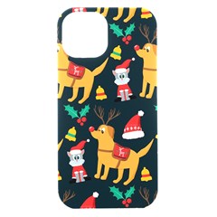 Funny Christmas Pattern Background Iphone 15 Black Uv Print Pc Hardshell Case